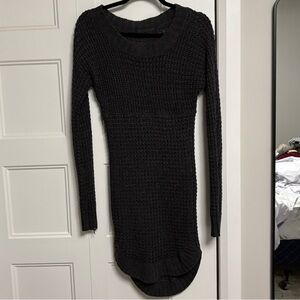 Dark Grey Long Knit Sweater Tunic Size Small